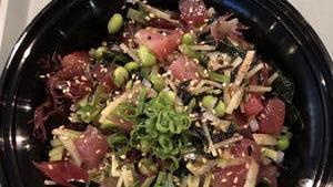Hawaiian Ahi Bowl · Ahi tuna, edamame, sweet onion, cucumber, hijiki, wakame, umami shoyu sauce, sesame seeds. I...
