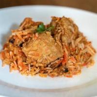 Chicken Biryani · Spicy. Recommended. Basmati rice cooked with cubes of meat, seasoned with flavoured Indian s...