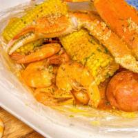 Crazy Crab & Shrimp Boil · 1/2 lb. of shrimp(head off), 1 cluster of snow crab, 2 potatoes, and 1 corn