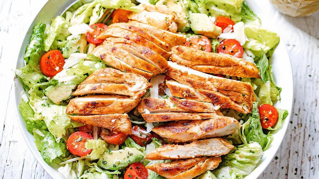 Honey Garlic Chicken Salad (+Large Garden Salad) · Fresh and healthy garden salad, comes with dressing on the side, served with honey garlic chicken on the side.