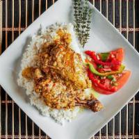  Curry Chicken · Comes with white rice or rice and peas and one other side