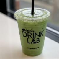 Matcha Latte · Finely ground Japanese green tea suspended in water, milk and sweetener