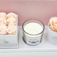 Eternity Rose Gift Set - Champagne (2 Box Of Roses + Candle ) · 🌹 Rose + Candle Bundle Set – Includes a nine rose classic square box , rose scented candle,...