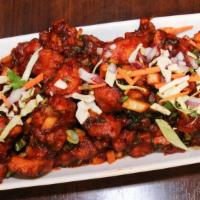 Fish Manchurian · Coated in a manchurian sauce made from scratch (ginger and garlic, soy sauce, chili sauces, ...