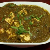 Saag Paneer · Paneer (cottage cheese) cooked in a leafy based sauce, saag (spinach) with a touch of cream ...