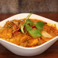 Kadai Chicken · Meat cooked in a tomato and onion gravy base. This dish only requires one kadai (utensil) to...