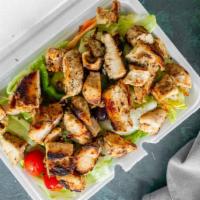 Chicken Kabob With Rice & Salad · 