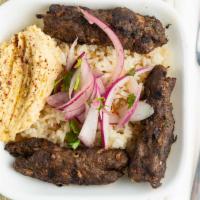 Kofta Bowl · Grilled ground beef and lamb patties seasoned with parsley, sumac, and spices, served over r...