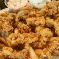 Fried Clam Plate · A platter of a whole, sweet belly Ipswich special clams cooked golden in crispy batter. Incl...