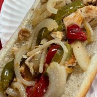 Chicken Stir Fry · Fresh marinated grilled chicken served on a toasted sub roll with grilled peppers and onions