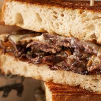 Steak 'N' Cheese · grilled hanger steak, horseradish sauce, roasted mushrooms, grilled onions, provolone cheese...