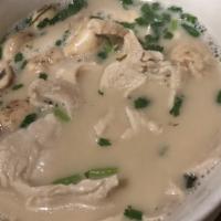 Tom Kha Soup · Mushroom, galangal, lemongrass, kaffir leaf, cilantro, lime juice, coconut milk.