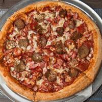 Meat Lovers · Bacon, meatballs, pepperoni, ham, sausage and ground beef.