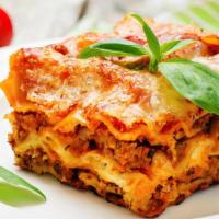 Baked Mushroom Lasagna · Lasagna layered with a delicious mushrooms, ricotta, mozzarella, and our famous tomato sauce.
