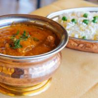 Lamb Roganjosh · A kashmir delight and tender lamb pieces spiced with fresh ginger, onions, herbs, yogurt, an...