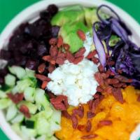 The Marbella Salad · Organic Mix Spring , Organic Arugula, Shredded Cabbage, Cucumber, Roasted Beets, Avocado, Go...