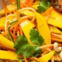 Spicy Mango Bowl · Your choice of protein with cucumber, scallions, mango, kani salad, cilantro, sesame seeds, ...