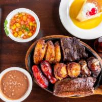 Combo Churrasco Misto/ Mix Bbq 1.5  Lb · Choose up to four types of Meats - Total of 1.5 lb, choose up to two sides, choose up to two...