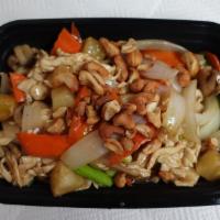 Chicken Cashew Nuts · Sliced	chicken sautéed with onions, pineapples, carrots mushrooms, and scallions topped with...