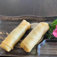 Vegetables Spring Roll · Deep fried wheat flour wrapper with Shiitake mushrooms and mixed vegetables.