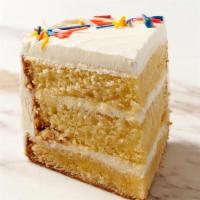 Slice Of Birthday Cake · birthday cake is currently vanilla cake with vanilla buttercream frosting and sprinkles