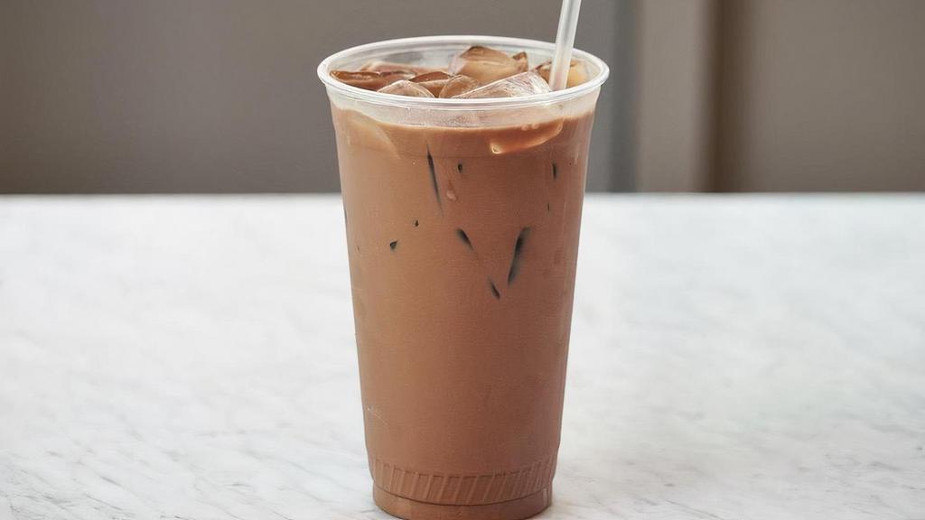 Iced Dark Chocolate Vegan Mocha · our rich mocha made with dark chocolate vegan ganache, milk, and espresso over ice. be sure to select oat or almond milk for a vegan drink!