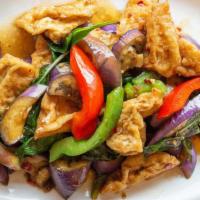 Lunch Tofu Eggplant · Sautéed fresh eggplant with tofu, basil, chili, and fresh garlic in chef's spicy sauce. A li...