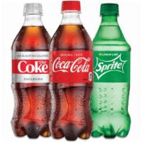20 Oz. Bottled Soda · Proudly serving CocaCola products.
