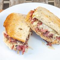 Reuben (Delicious Yet Healthier Version) · First cut pastrami, corned beef or turkey with Sauerkraut, Swiss cheese & Russian dressing o...