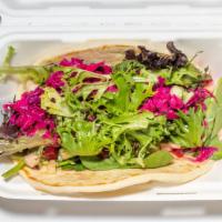 Lean On Me Pita · Fresh spinach leaves, mixed greens, cucumber, beets, red cabbage