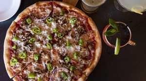 Frank'S Favorite Pizza · Tomato sauce, mozzarella, crumbled sausage, grilled onion, chopped italian long hots