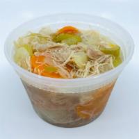 Chicken Vegetable Soup · A tasteful blend of chicken, carrots, onions, celery, salt and pepper.