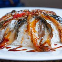 Una Don · Eel on a bed of rice with sweet sauce.
