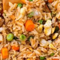 Fried Rice (Veggie) · Stir-fried rice w/Onion, Carrots, Corns and Beans