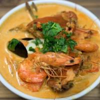 Sopa De Mariscos  · Salvadoran style seafood soup, Includes clams, mussels, maryland blue crab, jumbo shrimp, an...