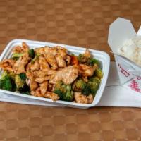 Steamed Chicken With Broccoli · Steamed no salt, no oil, and no sugar. With sauce on the side.