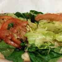 Veggie Deluxe · With broccoli rabe, roasted red peppers, spinach, lettuce, tomato, onion, provolone cheese.