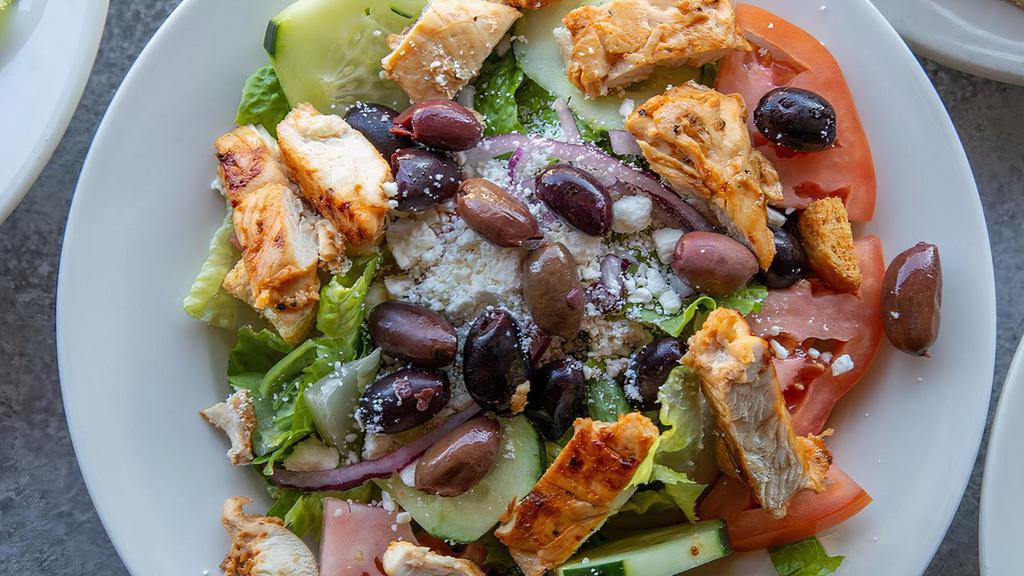 Chicken Greek Salad (1/2 Bucket) · Serves three-four people..