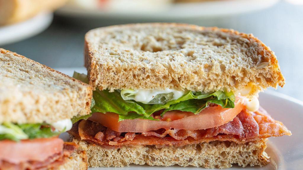 Bacon, Lettuce, Tomato · On multi-grain bread.