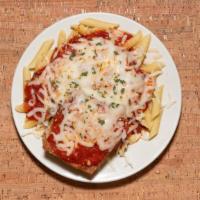 Eggplant Parmigiana With Ziti · All entrées are served with marinara sauce and cheese.