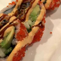 Spider Roll · Deep fried soft shell crab,avocado,cucumber,shiso,spicy mayo,tobiko
5pcs/Order
