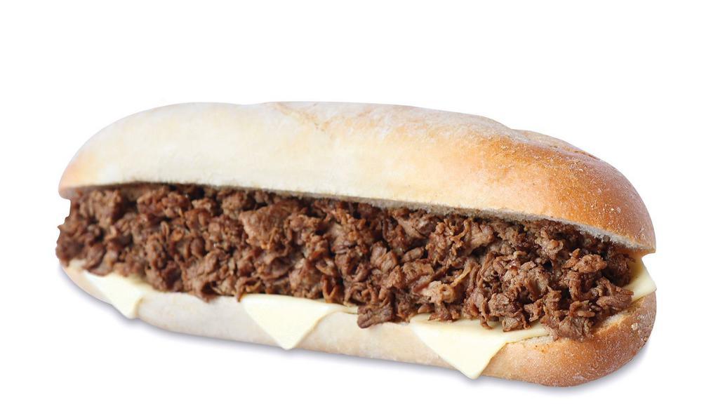 Sirloin Steak & Cheese · Shaved top grade sirloin topped with American cheese.