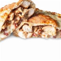 Grilled Chicken Bacon Ranch Calzone · White pizza with fresh chicken, bacon and buttermilk ranch.