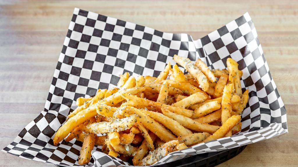 Rosemary Parmesan Truffle Fries · Our yummy fries tossed in white truffle oil with rosemary, parmesan and seasoning. A new classic. Available for a limited time only.