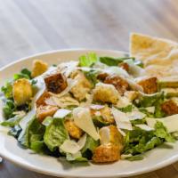 Caesar Salad · Chopped romaine with grated parmesan, shaved asiago and parmesan cheese and house-made crout...