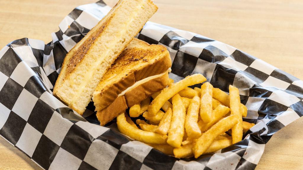Kid'S Grilled Cheese With Fries · Grilled cheese on white bread served with side of fries.