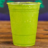 Super Green Smoothie · Vegetarian, vegan, gluten-free. Kale, spinach, almond milk, mango, banana and agave.