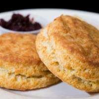 Homemade Biscuits    · Two biscuits, honey butter, and seasonal jam. (Vegetarian)