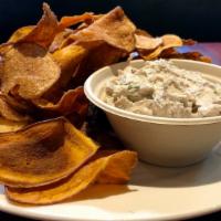 Cashew French Onion Dip · With chips. (Vegan)