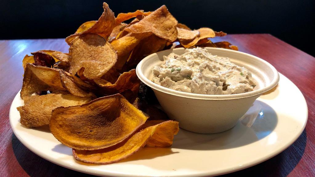 Cashew French Onion Dip · With chips. (Vegan)